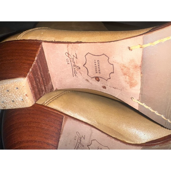Vintage 70's Zodiac tan leather western calf boots. NEW Women's size 8.5 - Picture 6 of 11